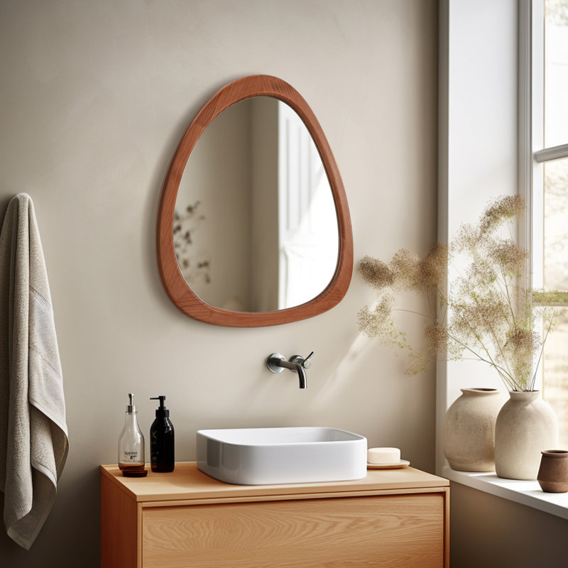 Natural Pine Asymmetrical Wall Mirror