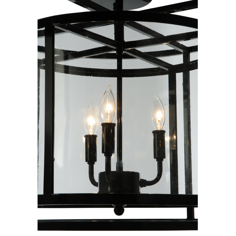 22" Black Crystal Semi Flush Mount Light Fixture