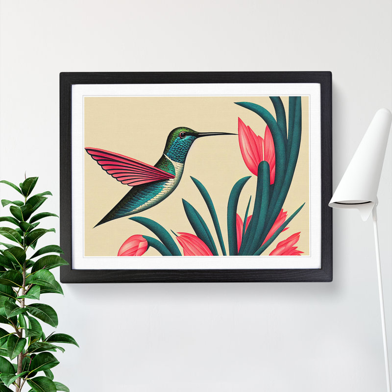 An Art Deco Hummingbird - Framed Print, Black, 25cm H x 34cm W x 2cm D