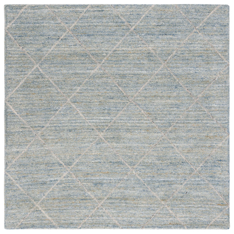 Moniz Hand Tufted Wool Geometric Rug, Square 6'