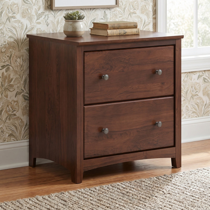 Classeur latéral en bois massif Malani, Brown Mahogany