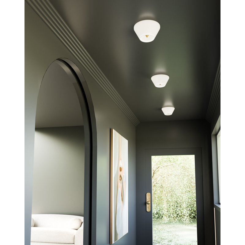 Holt 1 - Light LED Flush Mount, 3.25" H x 7.25" W x 7.25" D, Brushed Nickel/Glossy Opal