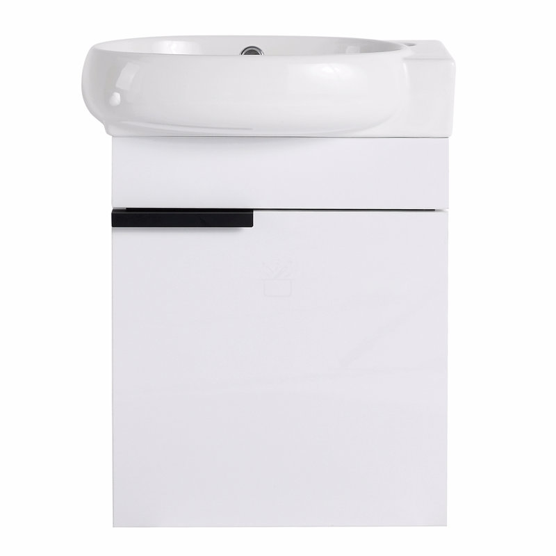 Meuble-lavabo à fermeture en douceur avec lavabo, Blanc