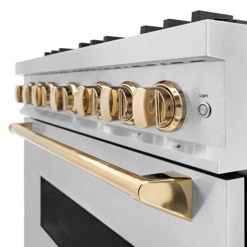 ZLINE Autograph 36" Classic DuraSnow Gas Range w/ 6 Burners & Gold Accents, Gold