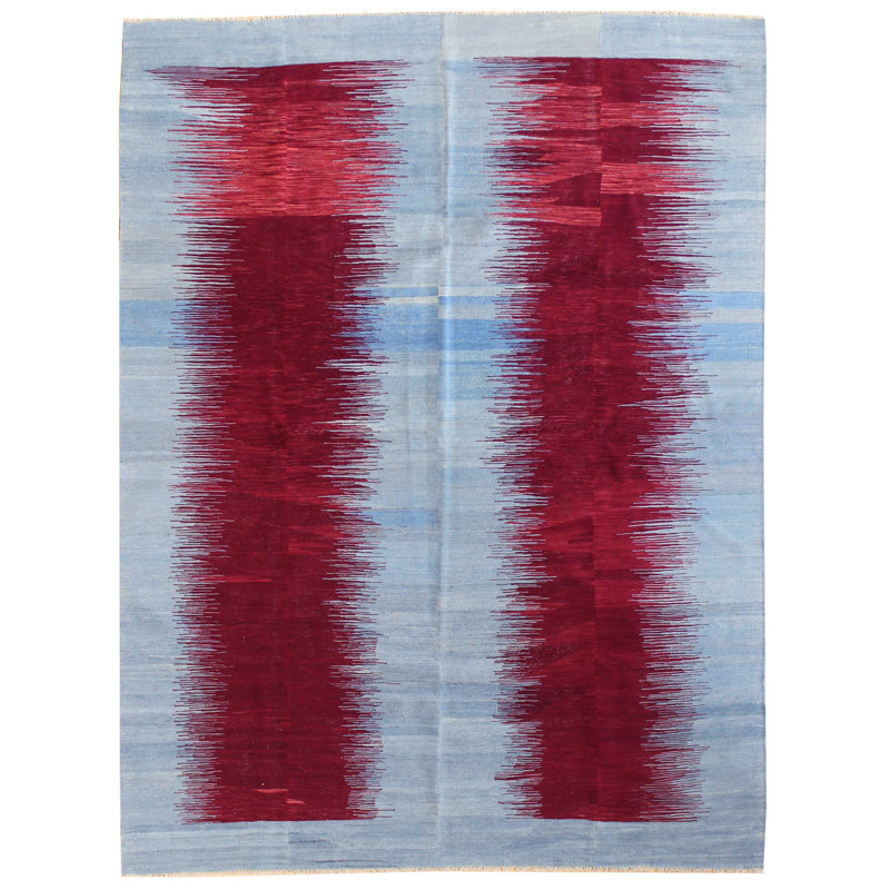 Aghan Wool Abstract Area Rug in Blue