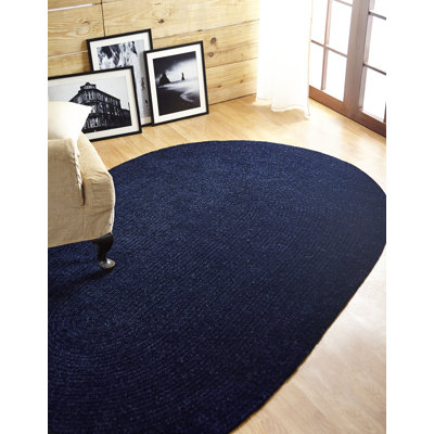 Ormiston Polyester Chenille Braided Area Rug - Navy