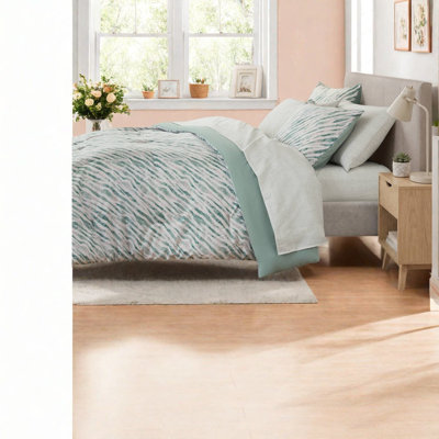 -Piece Queen Bedding Sets, Green Polyester Comforter, Modern Home