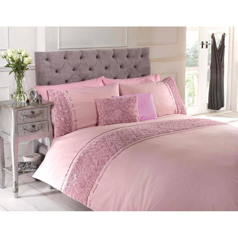 Nishimura Solid Colour Duvet Cover Set with Pillowcases, Kingsize - 2 Standard Pillowcases, Pink