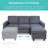Shaine Linen Sectional Sofa Couch w/ Chaise Lounge, Reversible Ottoman Bench-351123925