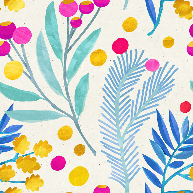 Panneau de papier peint adhésif à feuilles bleues et baies bleues, L 225 po x l 25 po