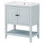 Meuble-lavabo de style moderne avec lavabo en céramique et tablette ouverte-90348816