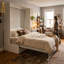 Lit escamotable convertible Queen avec banquette de rangement, siège rembourré et 4 oreillers