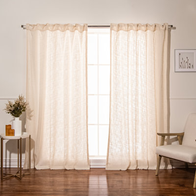 Cotton Semi Sheer Curtain Panel Pair
