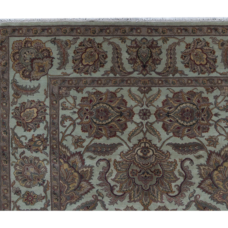 Tapis vert clair et vert clair de haute qualité noué à la main Trinity