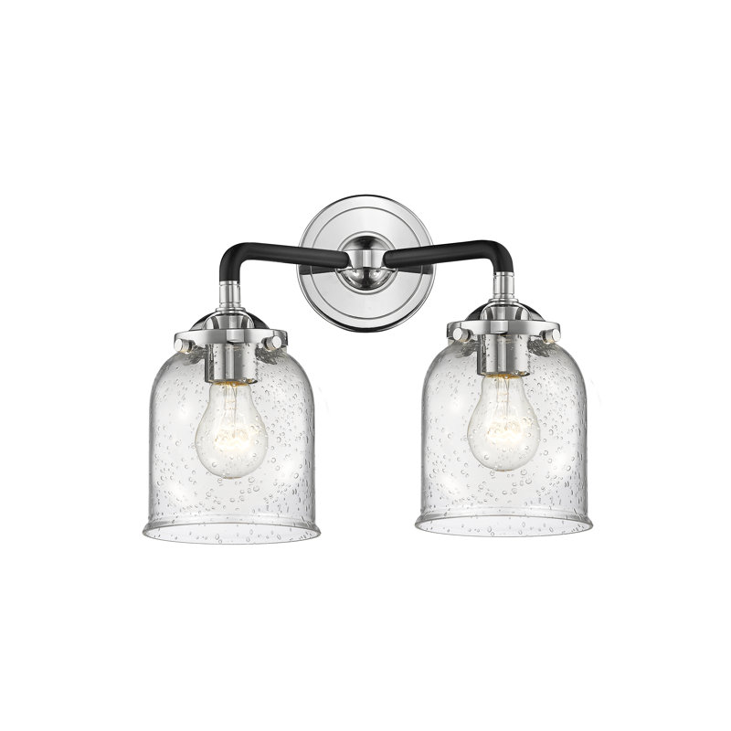Éclairage pour meuble-lavabo 2 lumières bell Bonomo, Incandescent, Grainé, Nickel poli noir