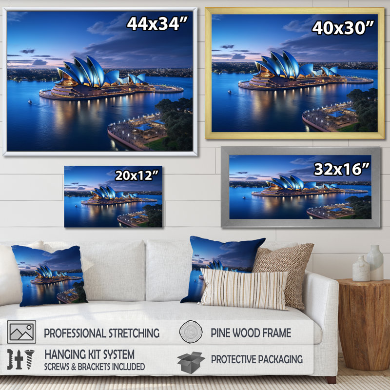 Australie, Sydney, icônes IV, impression sur toile, H 24 po x l 32 po x P 1 po, Cadre flottant doré