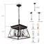 Lustre suspendu industriel en noyer de 16 po à 4 lumières, cage moderne en métal, lampe suspendue réglable pour la salle à manger-2036774776