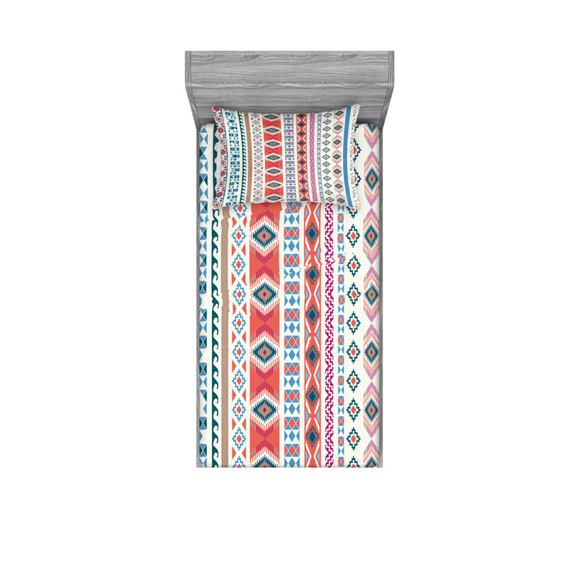 Ensemble de draps à motif géométrique Motifs, Ensemble de draps pour lit simple avec drap-housse