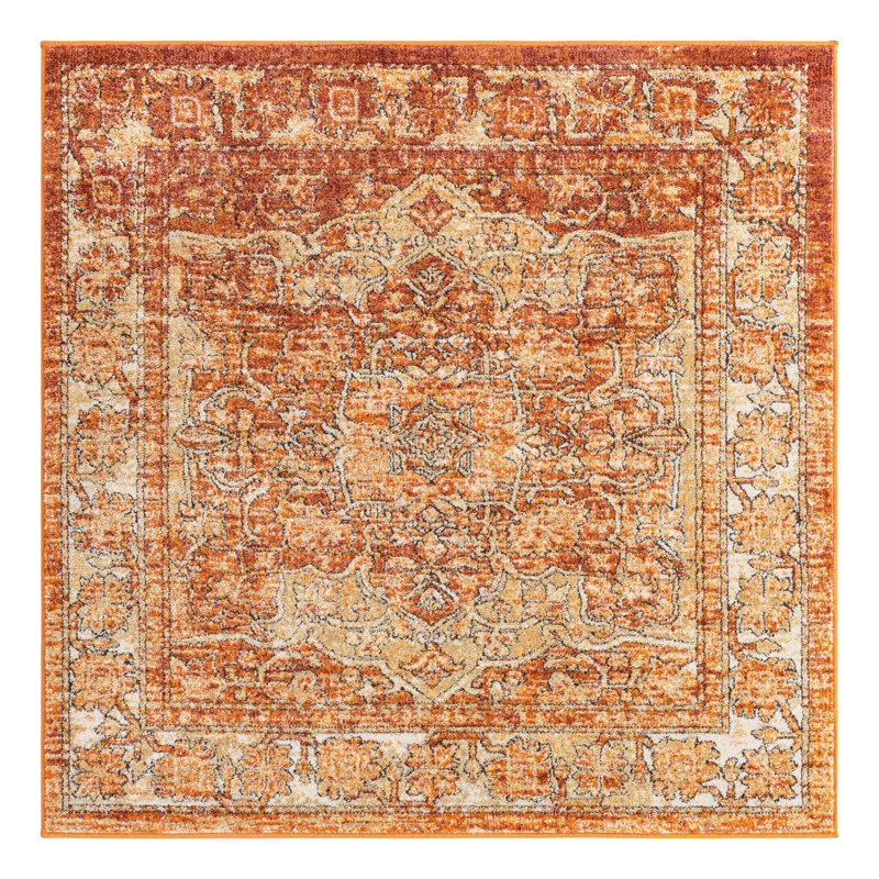Tapis oriental rouge rouille Alresford, Carré 5 pi 1 po