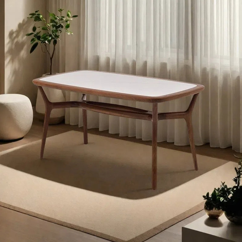 Light luxury rectangular dining table, 29.92"H x 55.12"L x 31.50"W, White