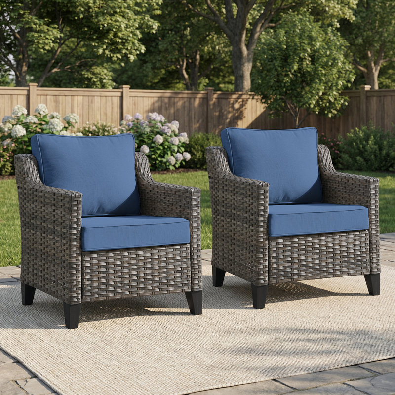 Chaises longues avec coussins Arlene, Bleu