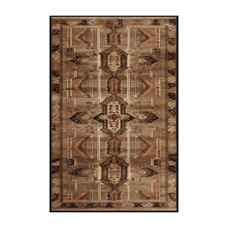 Tapis brun turc lavable à la machine, Rectangle 4pi x 6 pi