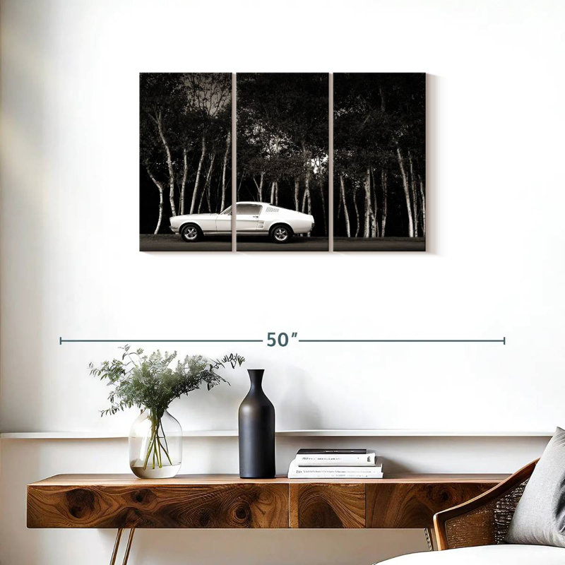 Mehar Black And White Car, 20" H x 33" W