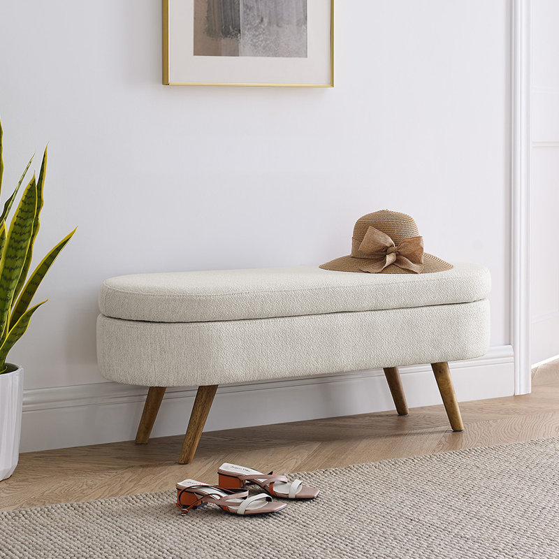 Gligor Linen Upholstered Storage Bench, Beige