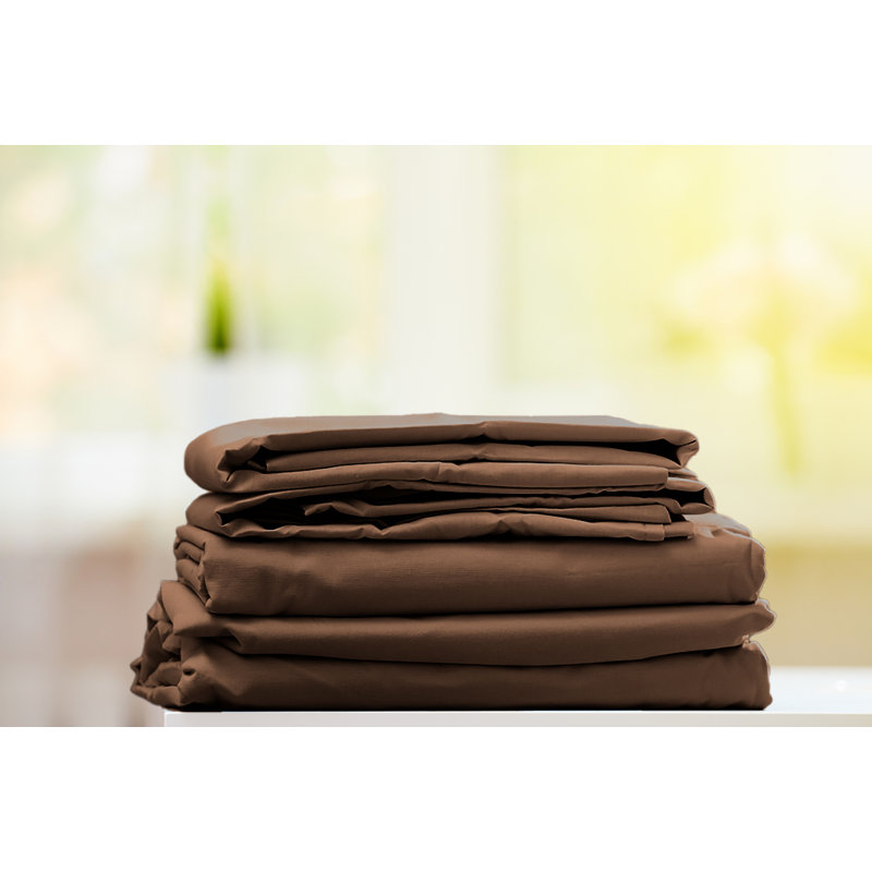 Hotel Quality 6 Piece Rayon From Bamboo Sheet Set, California King + 4 Pillowcases, Chocolate