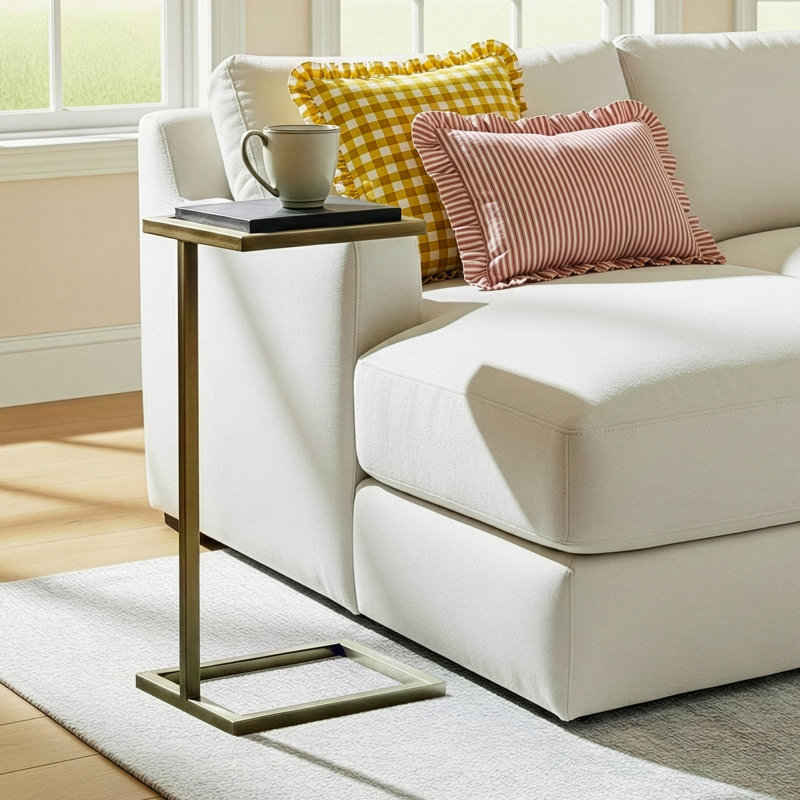 Deux Rectangular Marble Top End Table, Black Marble/Aged Gold