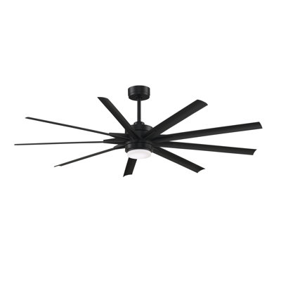 Ventilateur de plafond intelligent Odyn 72 pouces pour intérieur/extérieur avec kit d'éclairage DEL à température de couleur sélectionnable - Noir avec pales noires