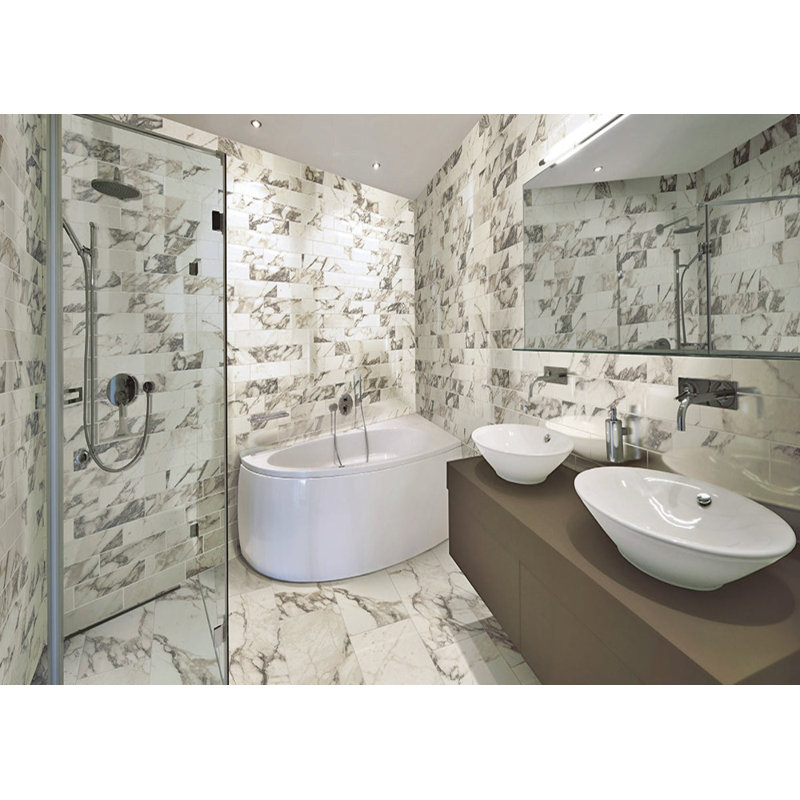 Marble 12" x 24" Porcelain Marble Look Wall & Floor Tile, White/Ivory/Gray