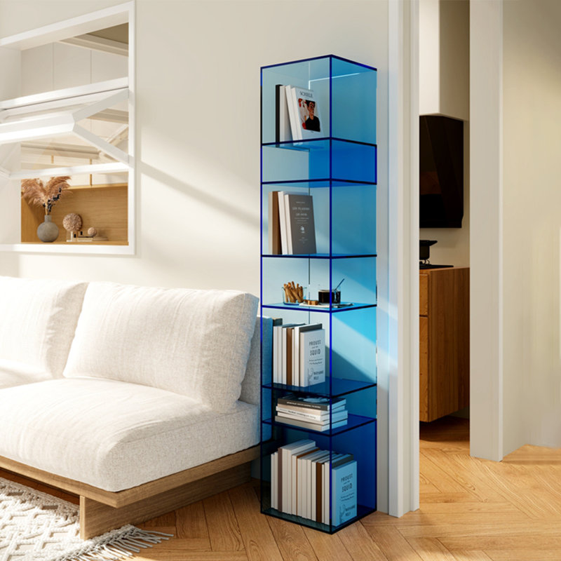Modern acrylic open display bookcase, Blue