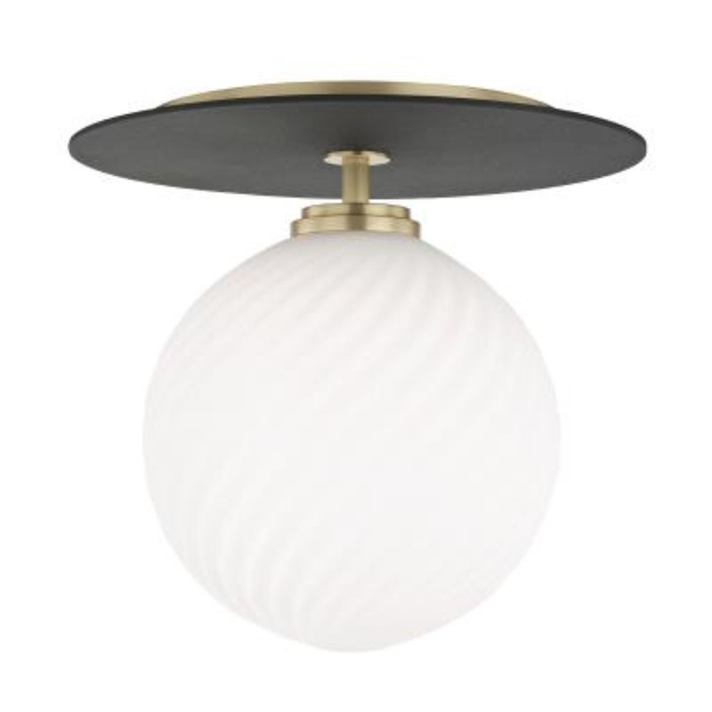 LED Semi Flush Mount, Aged Brass/Black