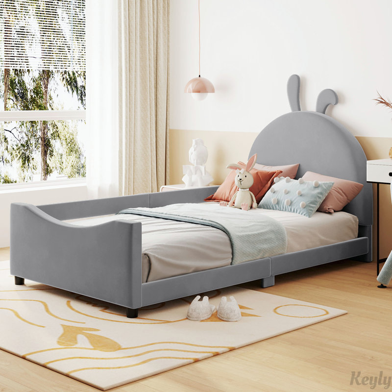 Lit plateforme tapissier Alafia, Gris