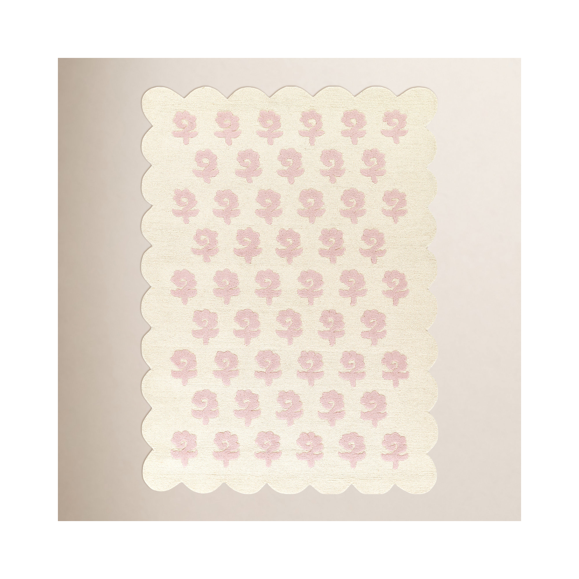 Lola Hand Tufted Wool Floral Pink Area Rug, Rectangle 2' x 3'