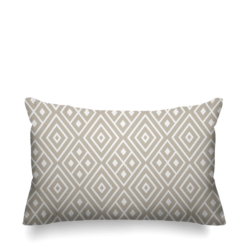Nina Geometric Outdoor Reversible Throw Pillow, Beige