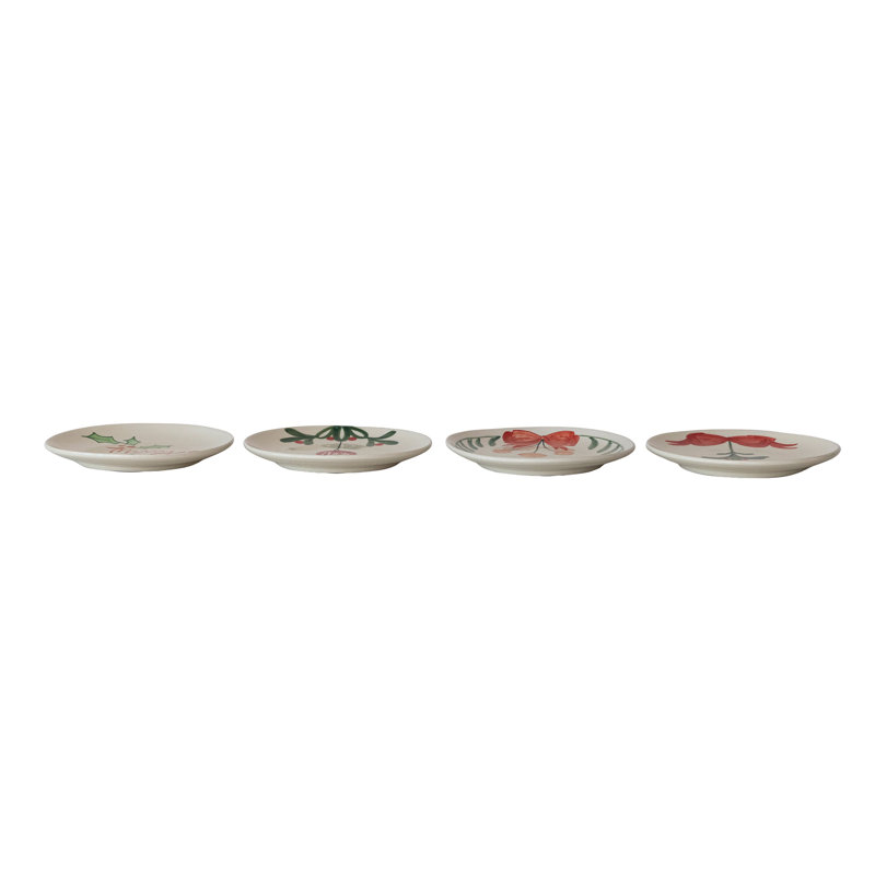 Botanical Stoneware Dessert Plate Set Holiday Edition