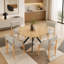 Chaises de salle à manger modernes en bois (ensemble de 2), chaises rembourrées en tissu de lin avec structure en bois massif et assise rembourrée-760085879
