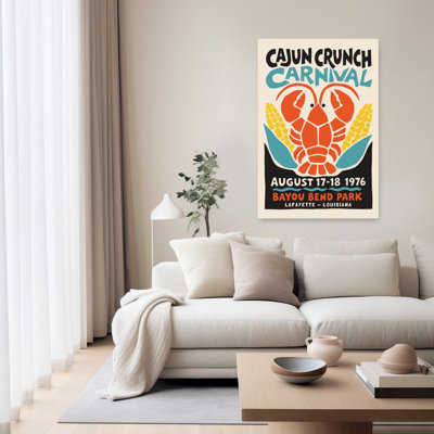 Louisiana Crawfish Festival Retro Rustic Vintage Lobster Summer Wall Art Print 1 Piece Wrapped Canvas Wall Art