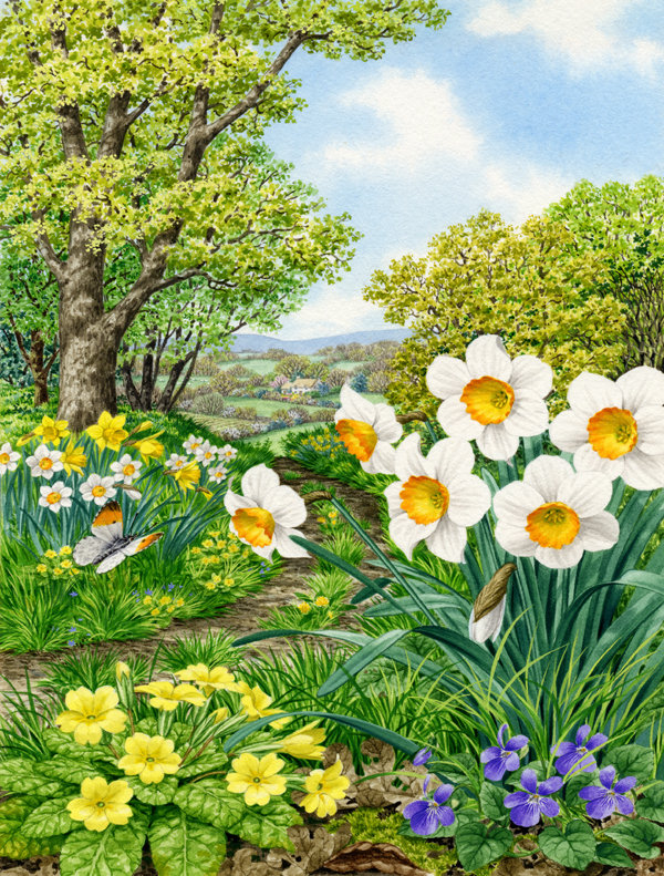 Drapeau de jardin à 2 côtés à fleurs de printemps par sarah adams, H 15 po x l 11 po