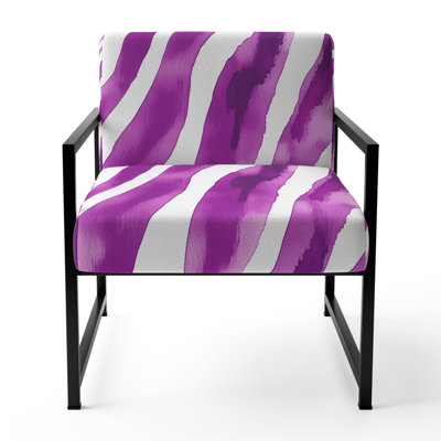 Zebra Striped - Upholstered Cabin & Lodge Accent Arm Chair by Design Art