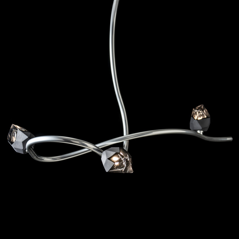 Glacier 3 - Light Unique/Statement Modern Linear Chandelier, Black, Sterling