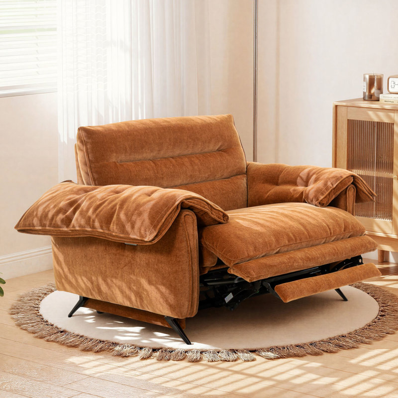 Fauteuil inclinable électrique moderne avec chargement USB, Mélange de polyester brun