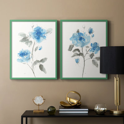 Reproduction encadrée bleue S-Premium de S esquisse - prête à être accrochée - aucun clou requis - aucun clou requis