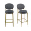 Ensemble de 2 tabourets de bar rembourrés en velours avec tabouret de comptoir rond avec dossier et repose-pieds pour îlot de cuisine-1873463456