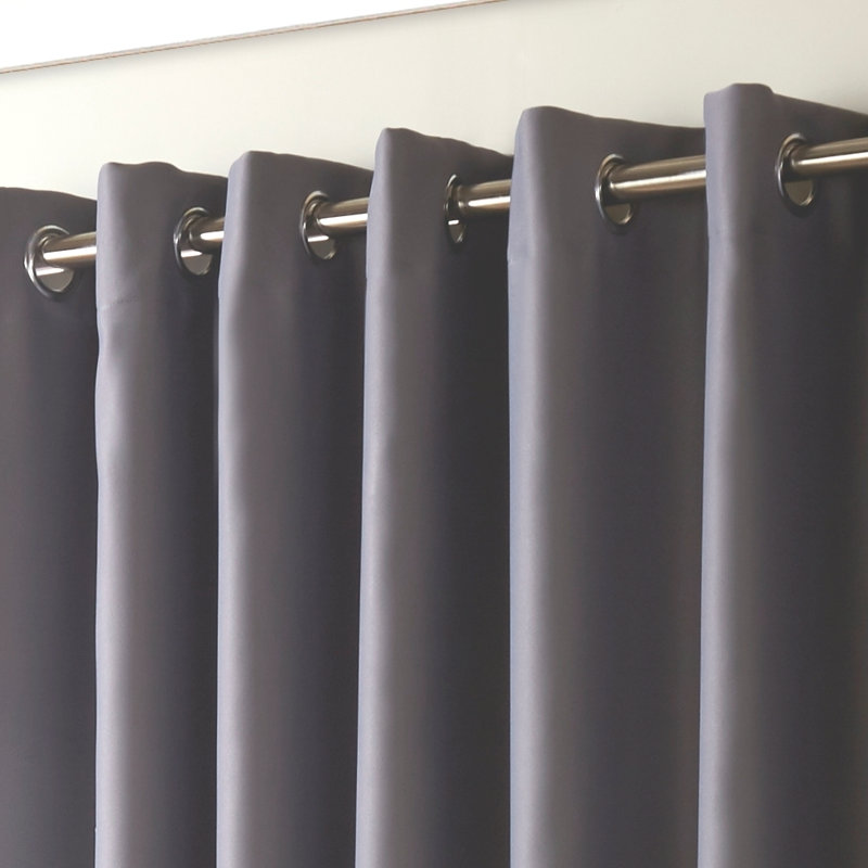 Nashli Room Darkening Eyelet Ring Top Curtains, Silver, 117 W x 183 D cm