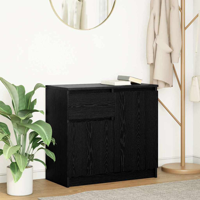 Sideboard With Drawer 71X35x65 Cm Engineered Wood, Black Oak