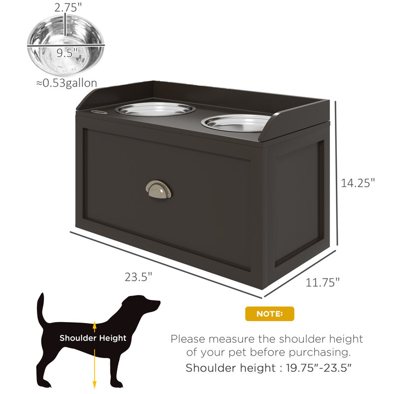 Ensemble de bols pour animaux avec rangement, 2 bols surélevés pour chiens de grande taille, café