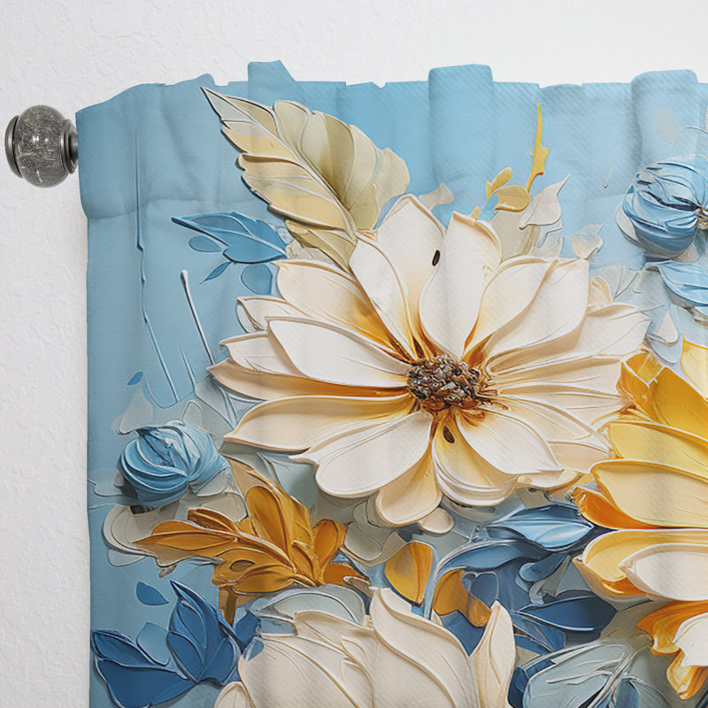 Walstrand Azure Fields Sunflowers III - Traditional Curtain - Velvet Room Darkening - 1 panel, 52" W x 108" L